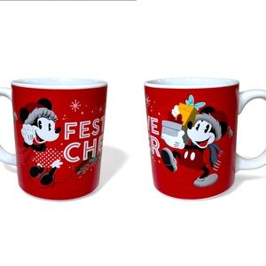 Disney Red and White Mickey Mouse Coffee Tea Mug Cup Christmas Festive Cheer